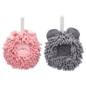 REGALWOVEN Cute Soft Absorbent Quick Drying Chenille Hanging Hand Towel 2 Pcs - 1 of 4