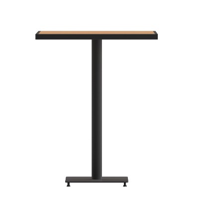 Teak and Black Square Outdoor Bar Height Table