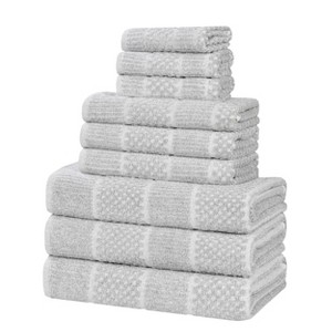 Viscose Cotton Blend Medium Weight Soft Textured Checkered and Ribbed Towel Set by Blue Nile Mills - 1 of 4