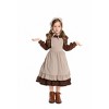Girls Pioneer Costume Sets Colonial Village Girl 3 Piece Sets Costume Kerchief,Apron,Peter Pan Collar Dress Sets #N/A Themed Party Outfits - 4 of 4