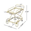 Bar Cart, 2 Tier Mobile Serving Cart, Rolling Metal Kitchen Cart with Glass Shelves, Beverage Small Bar Cart for Kitchen Living Room - 4 of 4