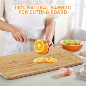 Bamboo Cutting Board Stovetop Cover,  Extra Large Noodle Board with 4 Removable Feet, Juice Groove, Wooden Stove Top Covers - 1 of 4