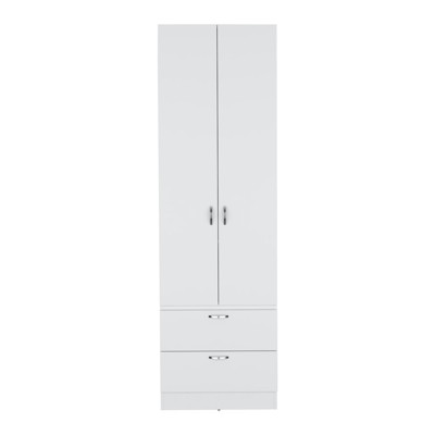 SEVOBAL Armoires 76 High Armoire Closet with Two Drawers One Shelf Hanging Rod for Bedroom and Closet Storage, White, 19.5"*23.3"*76.8"