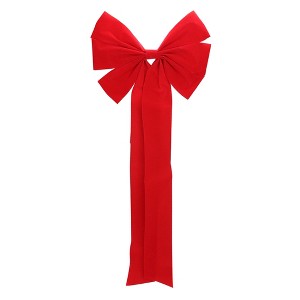 Northlight 6-Loop Velveteen Christmas Bow Decoration - 12" x 25" - Red - 1 of 3