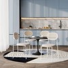 LeisureMod 5-PC Dining Set - 36" Round Dining Table Sintered Stone Top & Black Pedestal, 4 Velvet Dining Chairs in White Steel Legs - 2 of 4