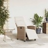 vidaXL Reclining Patio Chair Set - Poly Rattan Beige Lounger with Adjustable Backrest and Foldable Side Table for Garden - 4 of 4
