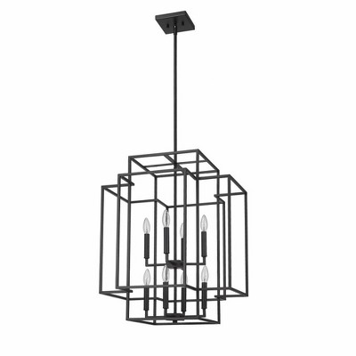 Titania Matte Black 8-Light Geometric Steel Chandelier