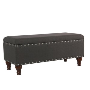 Large Storage Bench with Nailhead Trim Charcoal Gray - Homepop, Grey Gray