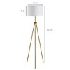 Aghana Digitals 59.75" Gold Steel Tripod Floor Lamp with 118" Cable, Fabric Shade, E26 Base & Pull - 2 of 4