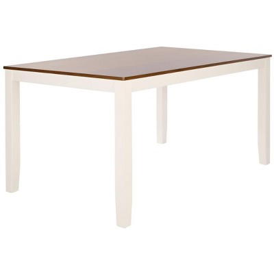Silio 57" White and Natural Farmhouse Dining Table