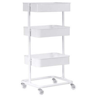 Costway 3 Tier Metal Rolling Storage Cart Mobile Organizer W/Adjustable Shelves White