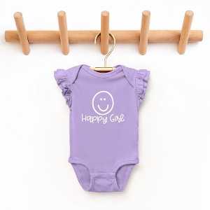 The Juniper Shop Happy Girl Smiley Face Baby Flutter Sleeve Bodysuit - 1 of 2