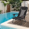 1 Pack Folding Rattan Chaise Lounge Chair , Portable Outdoor Recliner with Wide Armrest, Adjustable Backrest, 330 lb Capacity, Brown - 2 of 4