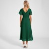 Chiffon V Neck High Low Hem Ruffles Sleeve Wedding Guest Dresses - 3 of 4