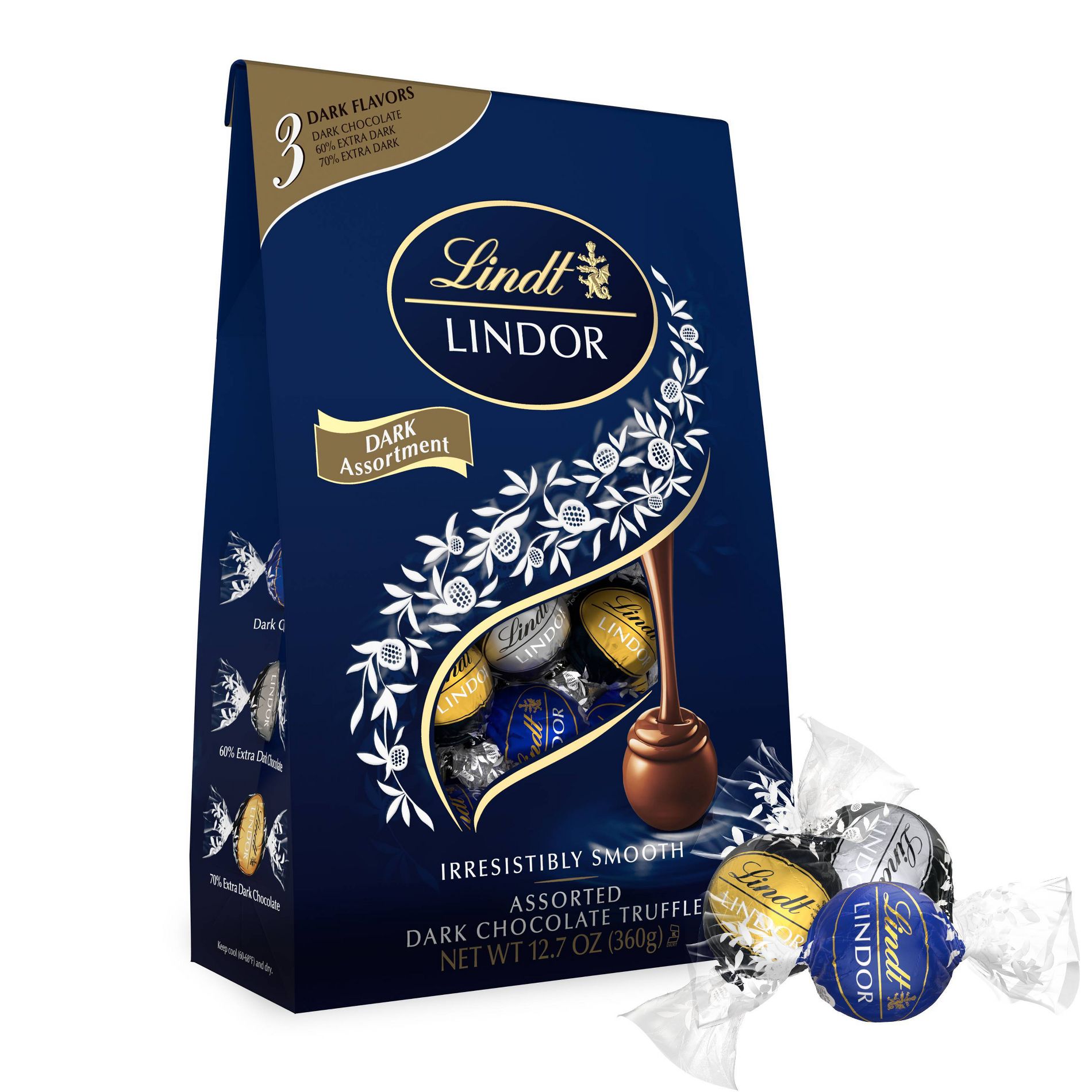 LINDOR, Lindt Dark Assorted Chocolate Bag - 12.7oz