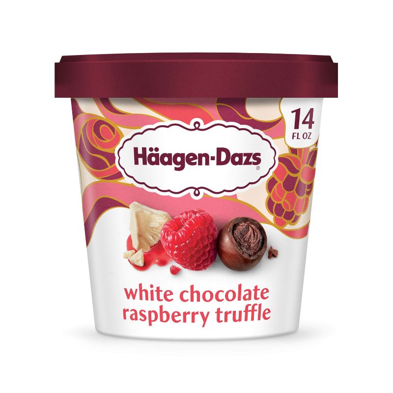 Haagen-Dazs White Chocolate Raspberry Truffle Ice Cream - 14oz, 1 of 9