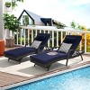 Outdoor Patio Chaise Lounges, Patio Adjustable Recliner up to 150° with Removable Cushions, Armrest Wicker Long Reclining Chaise-Coolbibila - 2 of 4