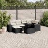 vidaXL 7 Piece Patio Sofa Set with Cushions Black and Cream Poly Rattan - 2 of 4