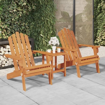 vidaXL Patio Garden Chairs, Set of 2, Foldable Adirondack Style, Solid Acacia Wood Construction, Weather-Resistant, Easy Clean, Comfortable Seating