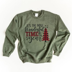 Simply Sage Market Women's Graphic Sweatshirt It's The Most Wonderful Time of The Year Plaid - 1 of 4