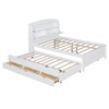 Full Size Wooden Platform Bed with Trundle, Storage Headboard, and Drawers for Bedroom or Apartment - 4 of 4