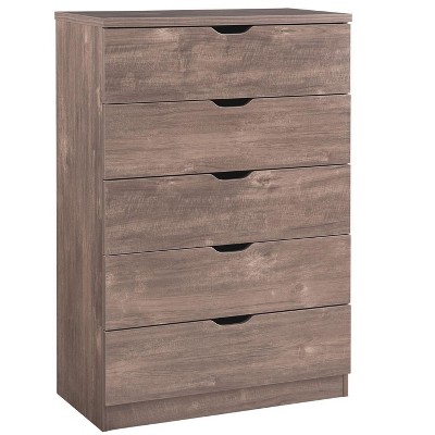 NicBex 44.00"H Simple Cut Out Handles Dresser for Bedroom with 5 Drawers