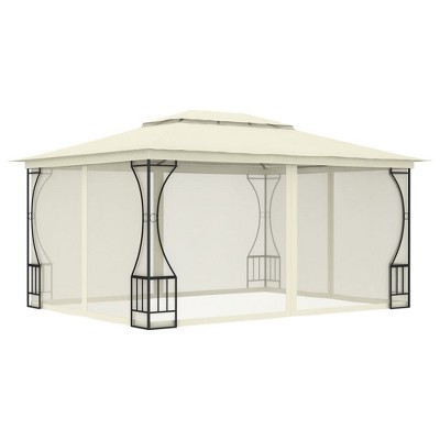 vidaXL Gazebo with Nets Canopy Tent Patio Pavilion Marquees Outdoor Garden - Cream 118.1" x 157.5" x 104.3"