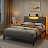 Queen Size Bed Frames with Upholstered Headboard Bed with Charging Station and Led Lights Bed Frame with Sturdy Wooden Slats/2-Tier Storage Grey - 3 of 4