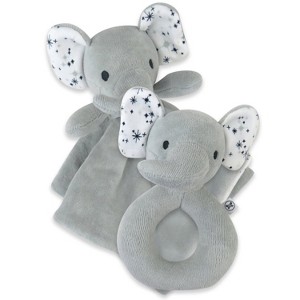 Honest Baby Elephant Lovey and Rattle JUMBO HUGS Gift Set - 1 of 4