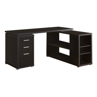 Wood L Shaped Computer Desk with Drawers - EveryRoom