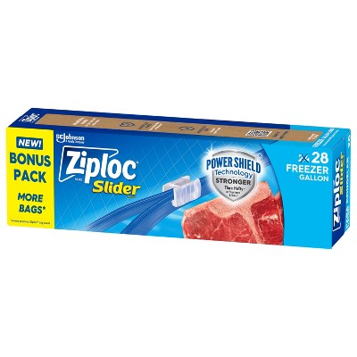 Ziploc Slider Freezer Gallon Bags with Power Shield Technology - 28ct