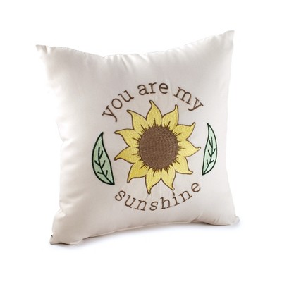 Lakeside Sunflower Applique Accent Pillow for Furniture - Spring Bedspread Accent