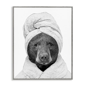 Stupell Industries Bear Hair Towel Funny Animal, 20" x 16" - 1 of 4