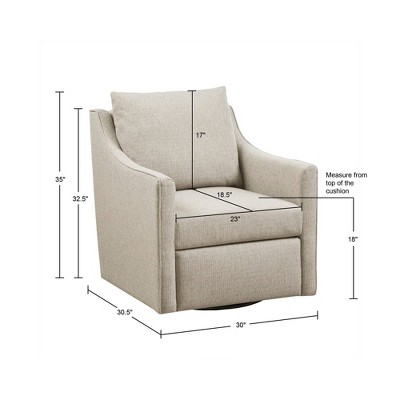 Natural Ivory Swivel Armchair with Wood Frame