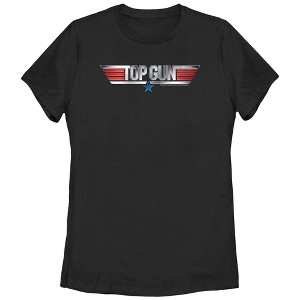 Women's Top Gun Shiny Chrome 3D Movie Logo T-Shirt - 1 of 4
