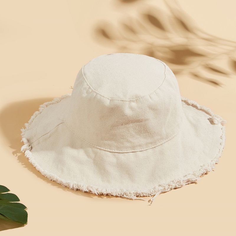 Women's Off-White Cotton Frayed Bucket Hat - Cupshe, 4 of 8