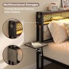 Bed Frame Metal Platform Bed with LED Storage Headboard Charge Station - 4 of 4