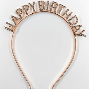 Evo Bytes Rose Gold Happy Birthday Rhinestone Headband, Gorgeous for Party & Baking - 1 of 4