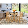 HomeStock 5-Piece Round Natural Oak Finish Solid Wood Top Dining table with 4 Chairs - 2 of 4