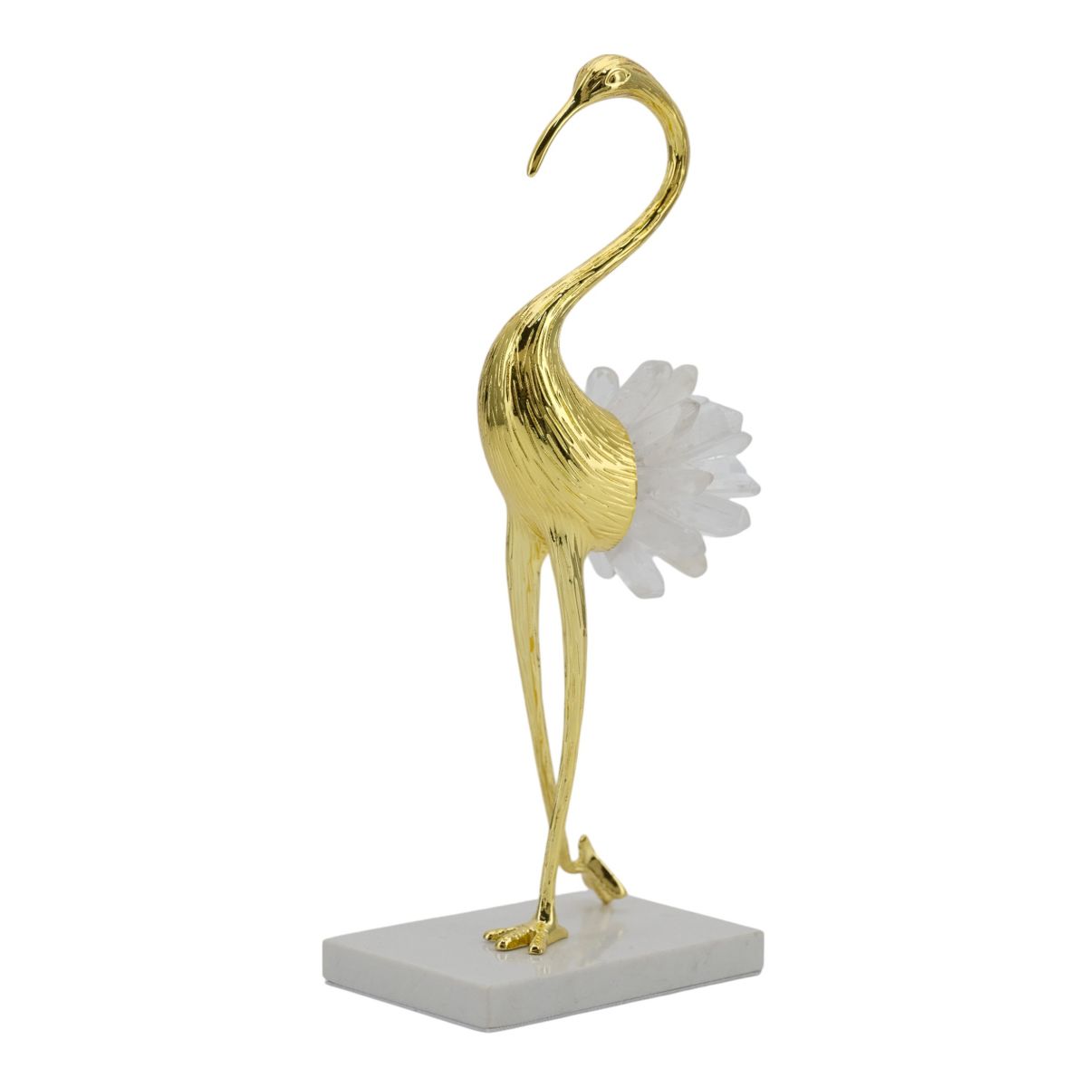 Elegant Crane Sculpture with Marble Base, Decorative Bird Statue for Tabletop Display, Living Room Accent, Entryway Decor, or Centerpiece Ornament - thumbnail 9