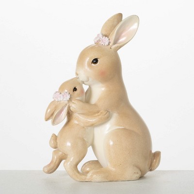 Sullivans 7" Mother And Baby Bunny Figure, Resin