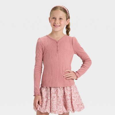 Girls' Long Sleeve Pointelle T-Shirt - Cat & Jack™