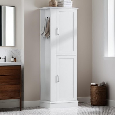 68" Tall Storage Cabinet, Bathroom Floor Freestanding Storage Cabinet with Hook and Adjustable Shelf for Bathroom - Leovsnove