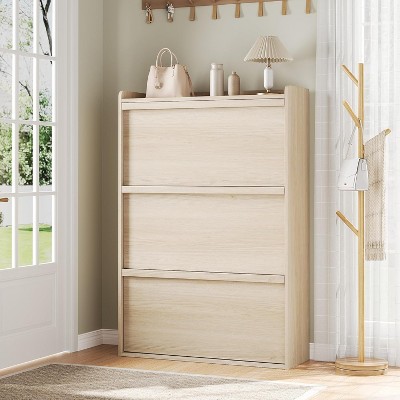 Acekool Flip Drawer Shoe Cabinet with Adjustable Shelves, Hidden Shoe Organizer for Entryway