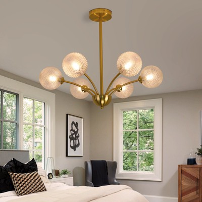 PAKOKULA 6-Light Gold with Globe Textured Glass shade Semi-Flush Ceiling Light
