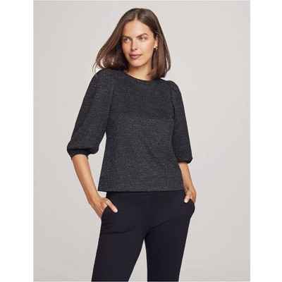 Anne Klein Womens Shimmer Tweed Pullover Blouse