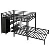 TIRAMISUBEST Queen over Queen Size Bunk Bed with Built-in Wardrobe, L-Shaped Metal Bunk Bedframe with Bulit-in Desk and Storage Chairs - 4 of 4