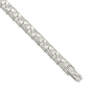 Black Bow Jewelry 9mm Sterling Silver Nugget Link Bracelet, 8 Inch - 1 of 4