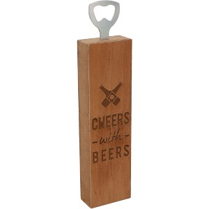 Pavilion Gift Company - Cheers with Beers - 2" x 7" Wooden Bottle Opener - Bottle Openers - 1 of 4