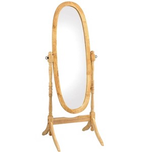 Lomsoe 59.25" Tall Standing Wooden Floor Mirror with Natural finish, Oval Shape - 1 of 1